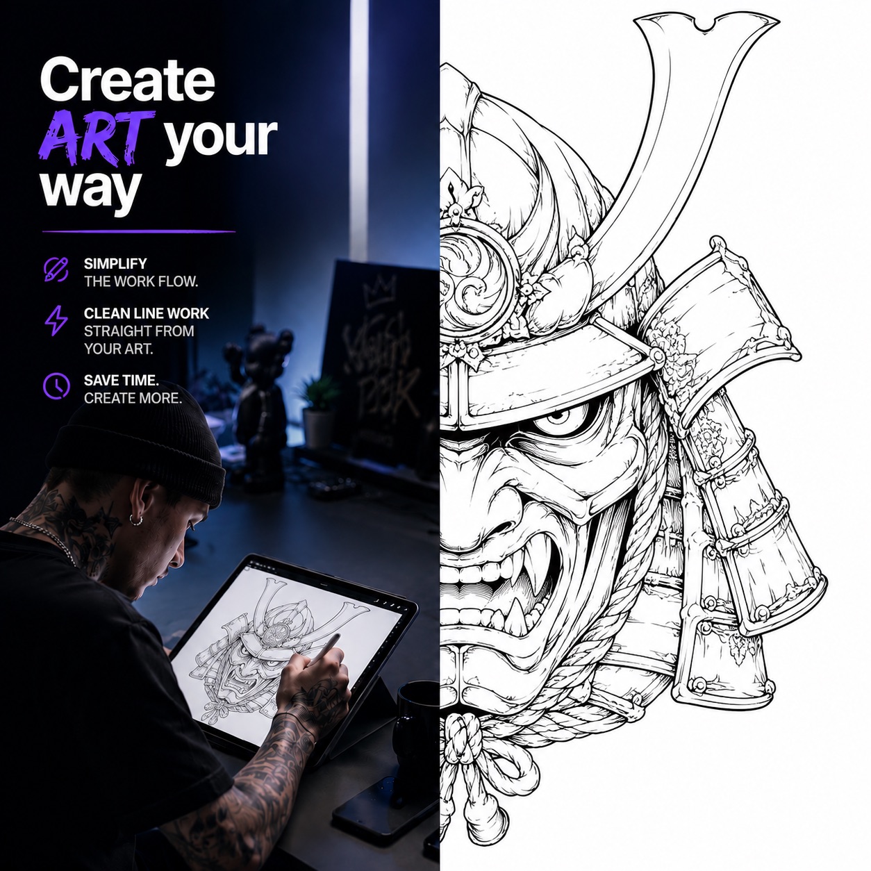 An artist refining a detailed design on a tablet